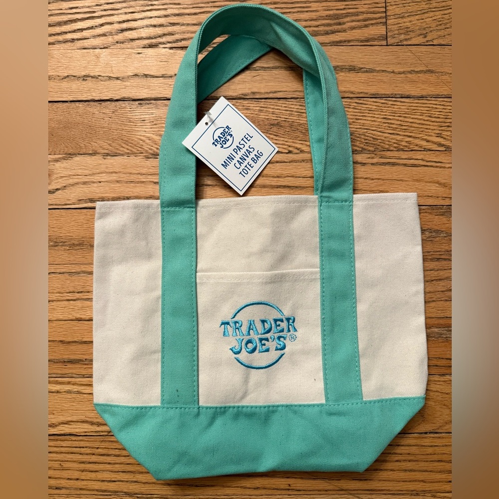 Pastel Trader Joe’s mini canvas Tote Bag! NWT!
